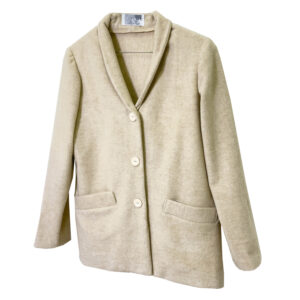 Pronto moda lady r Giacca in tessuto unito Ungaro in pura lana vergine e cashmere di colore beige. 
